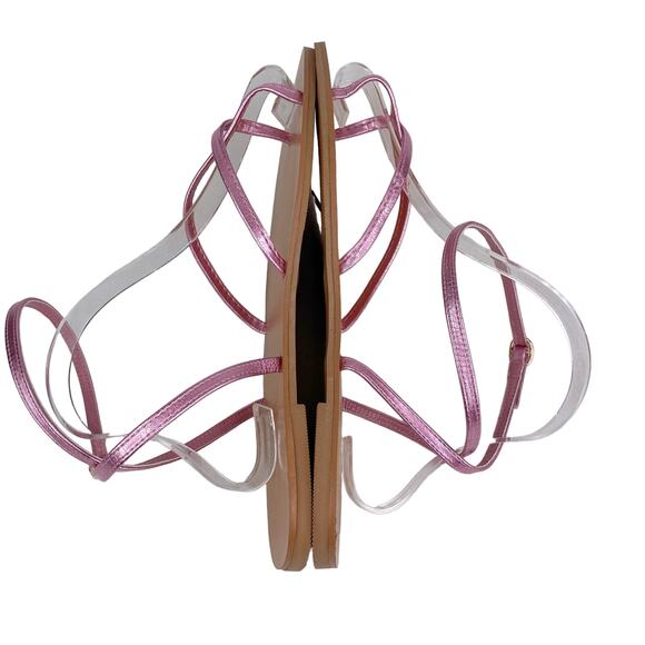 ASOS Sandals 8 Pink Metallic Ankle Strap New - Picture 2 of 9